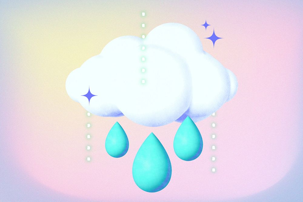 Editable raining cloud, weather collage remix design