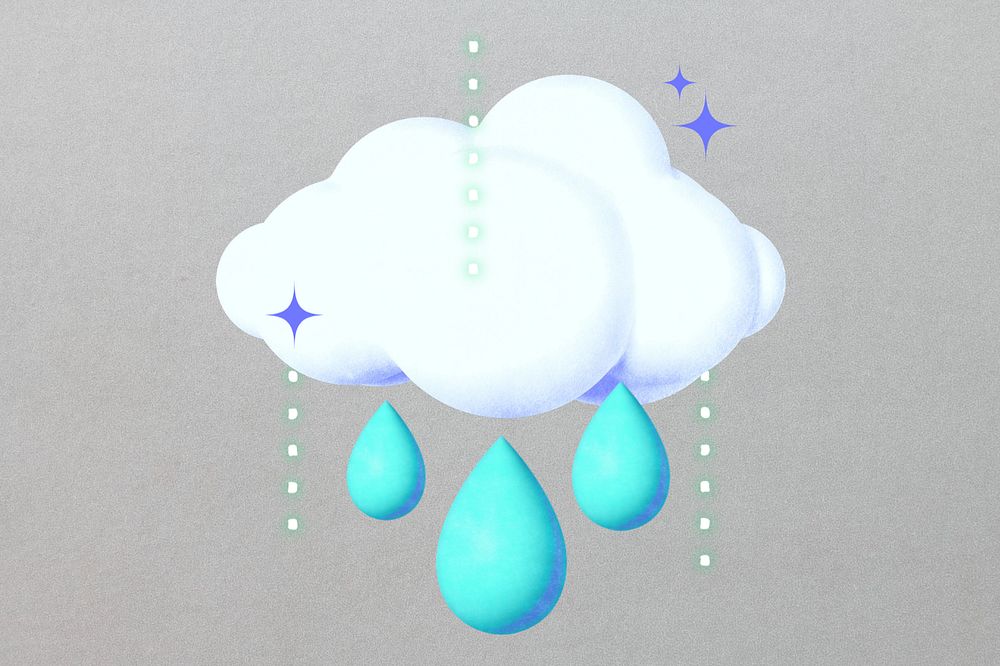 Raining cloud, editable, weather collage remix