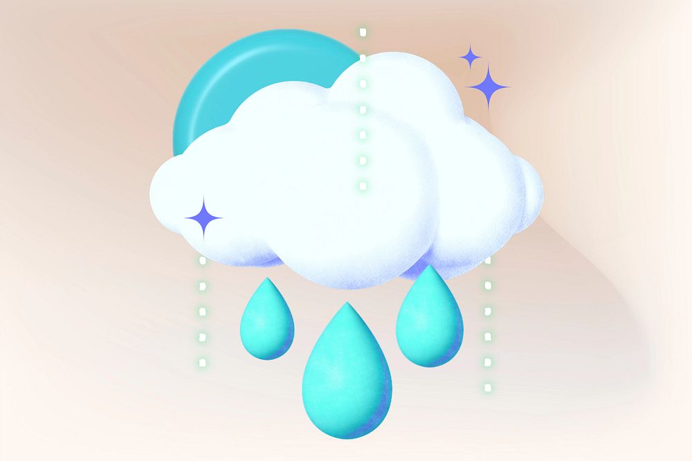 Raining cloud, editable, weather collage remix