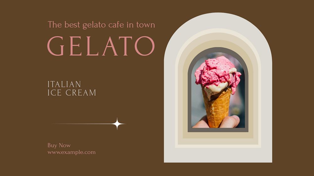 Gelato ice cream blog banner template, editable design