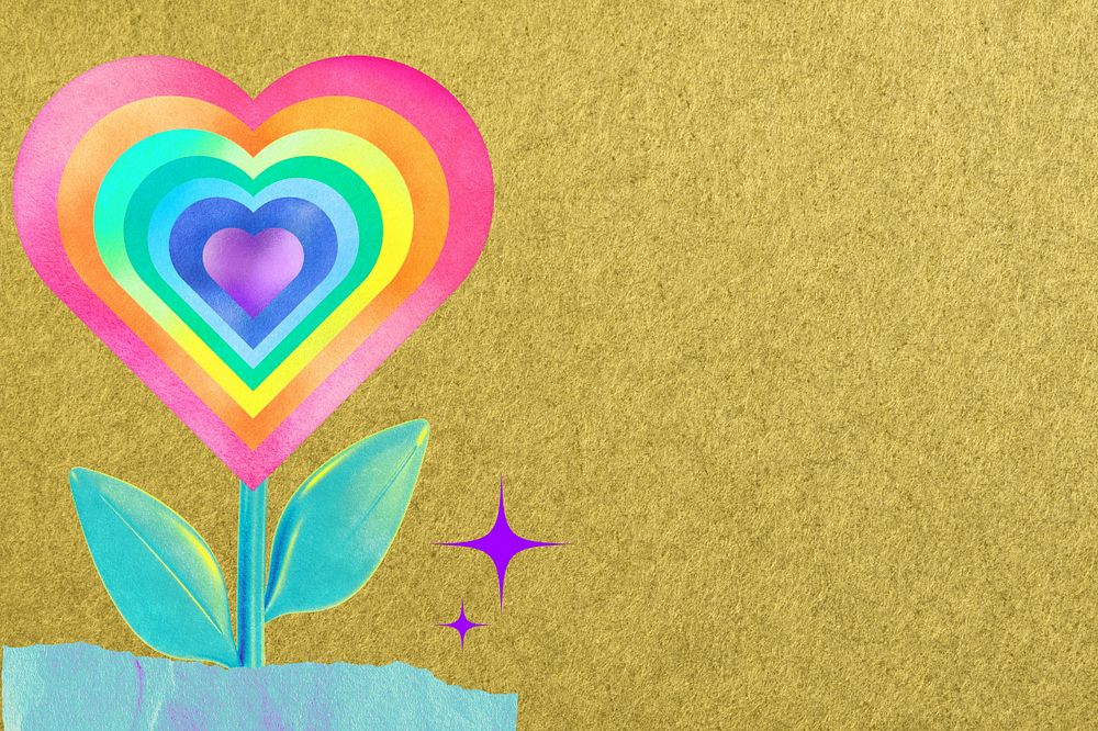 Rainbow heart flower, LGBTQ remix