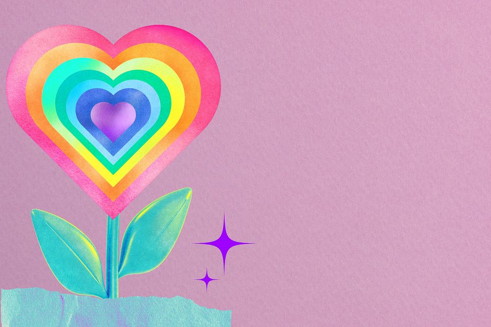 Rainbow heart flower, LGBTQ remix