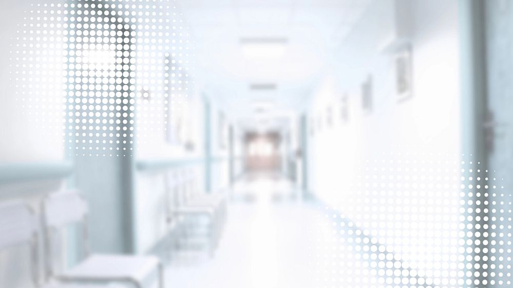 Hospital hallway desktop wallpaper, editable digital remix