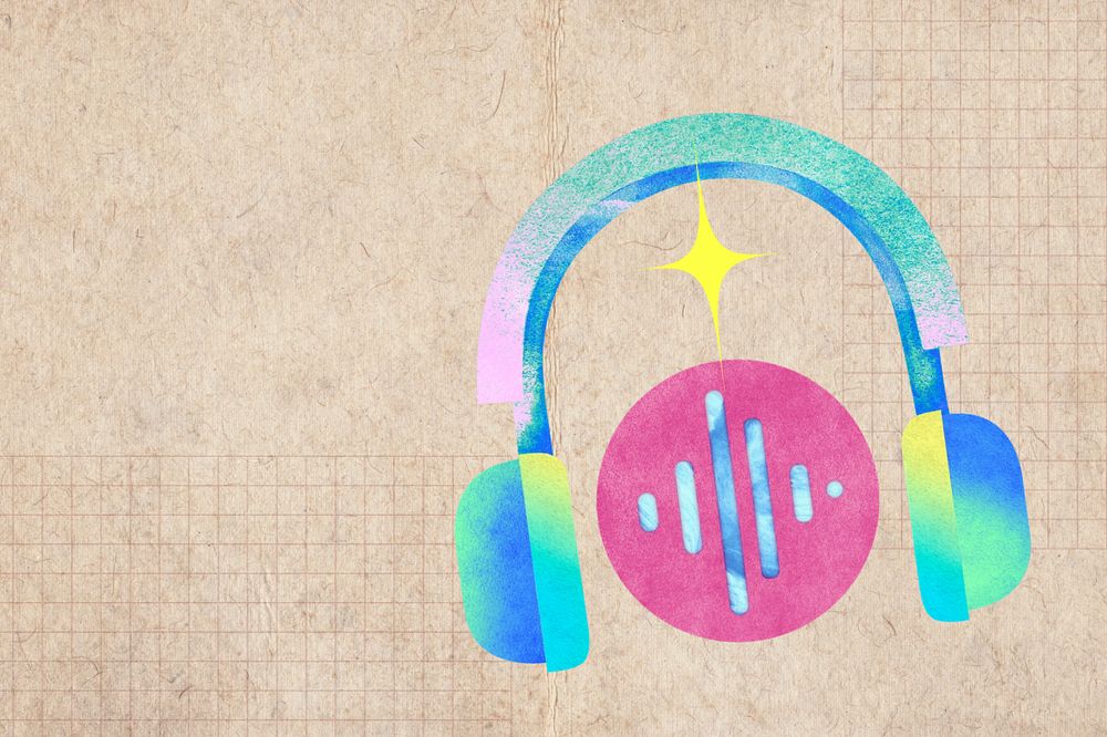 Colorful gradient headphones, music remix