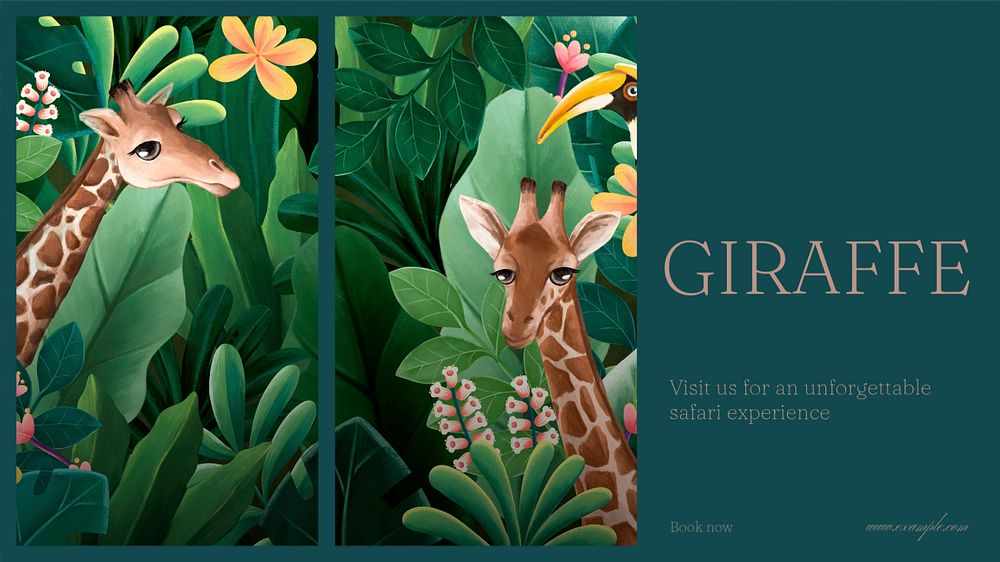 Giraffe safari blog banner template, editable design