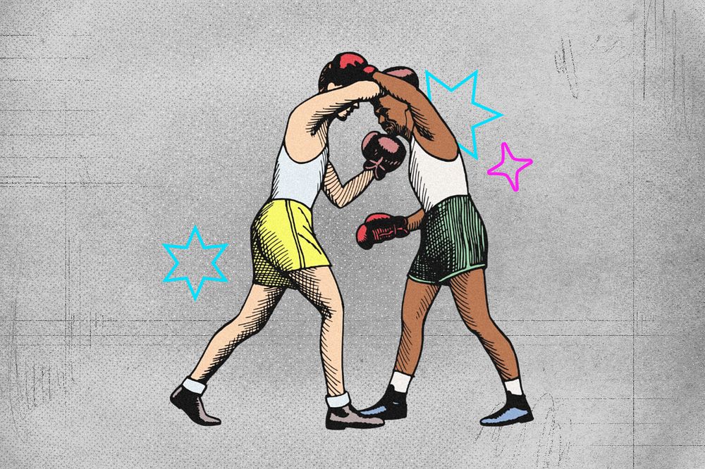 Boxing match, people & sport illustration