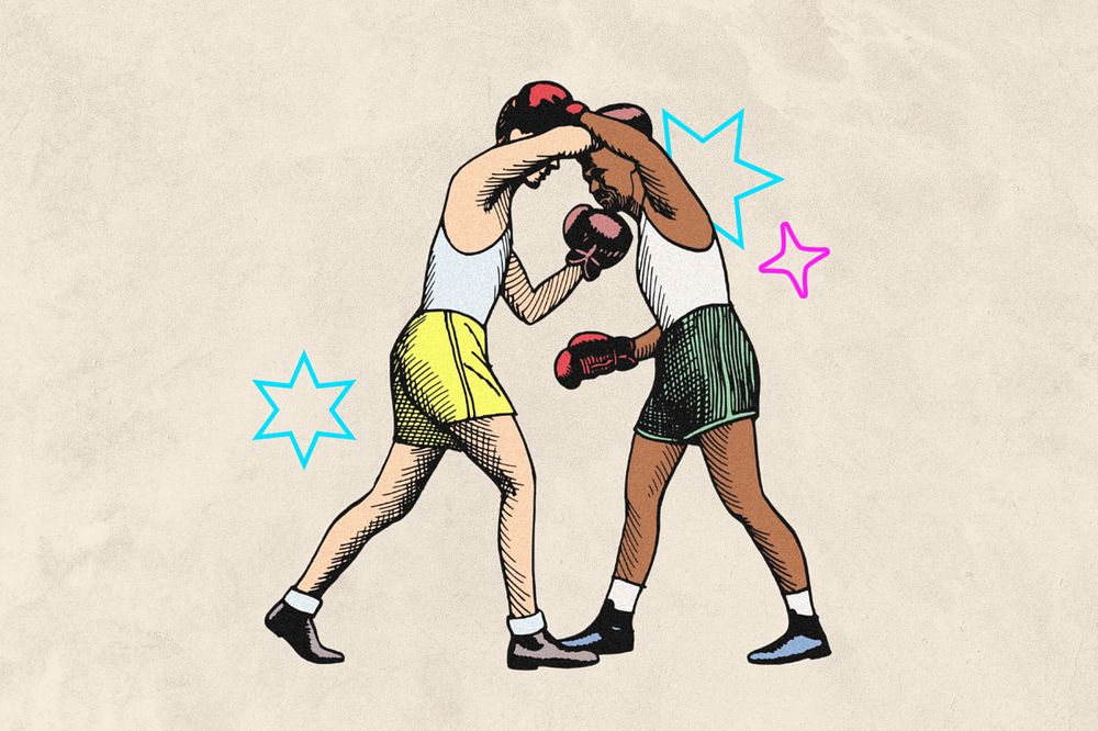 Boxing match, people & sport illustration