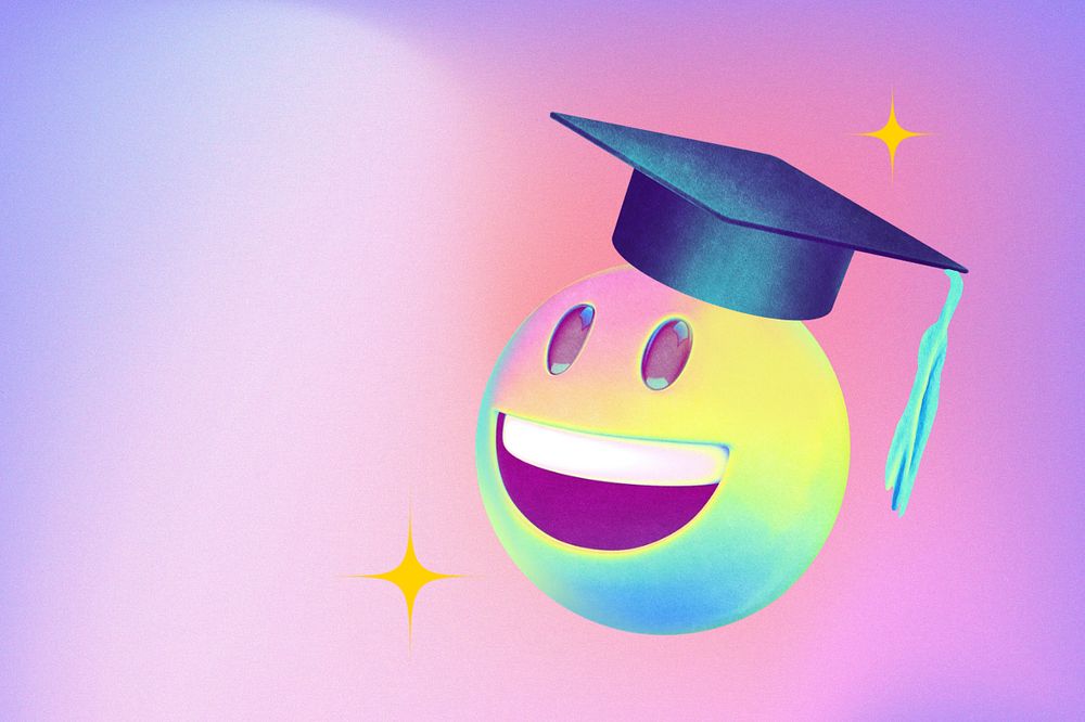 Graduated emoticon, editable education collage remix