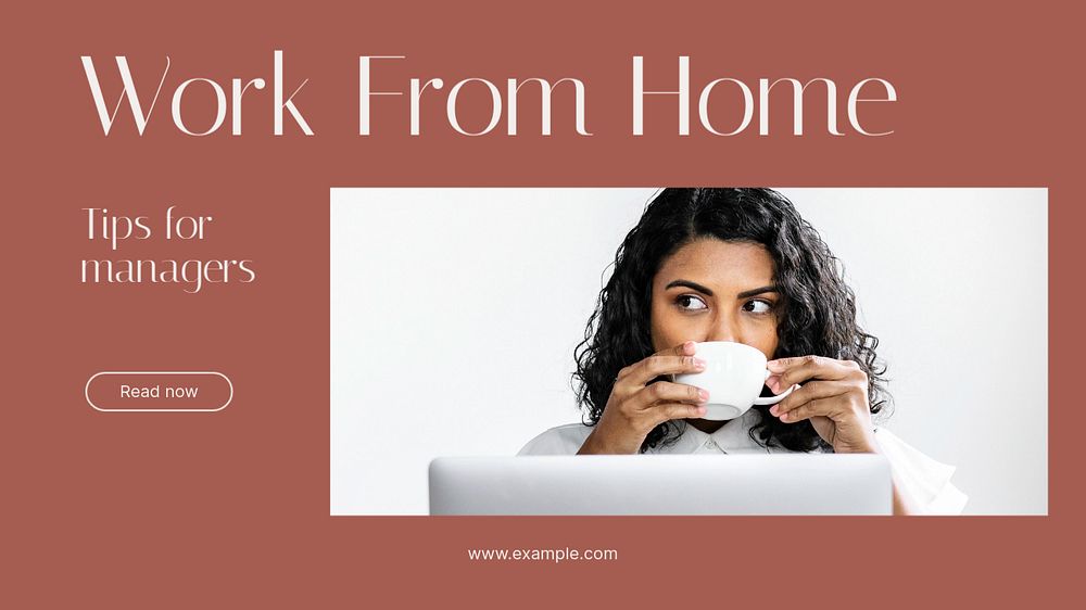 Work from home blog banner template, editable design