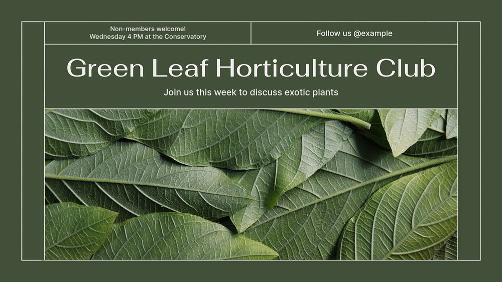 Green leaf club blog banner template, editable design