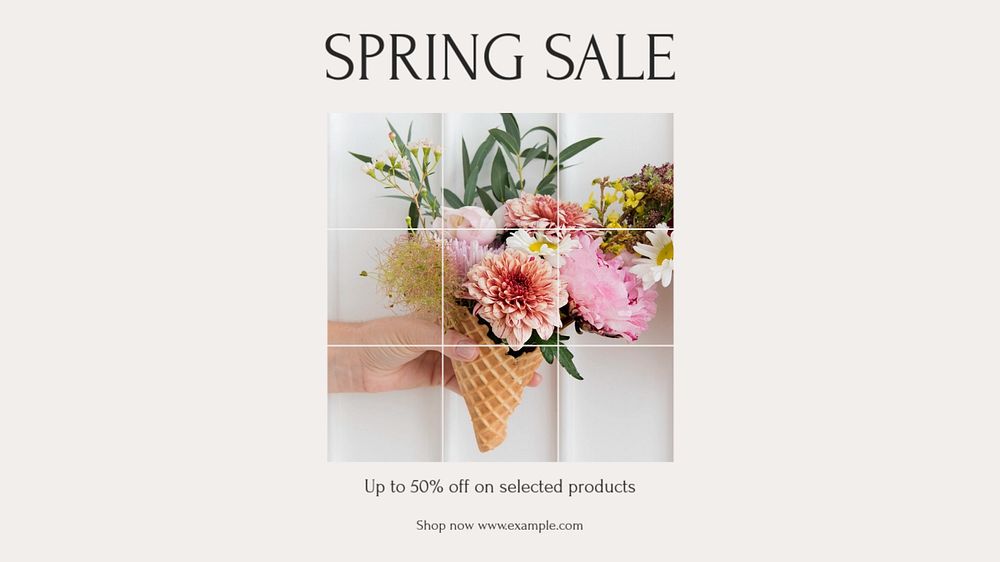 Spring sale blog banner template, editable design