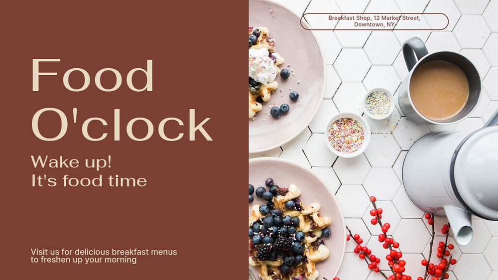 Food & breakfast time blog banner template, editable design