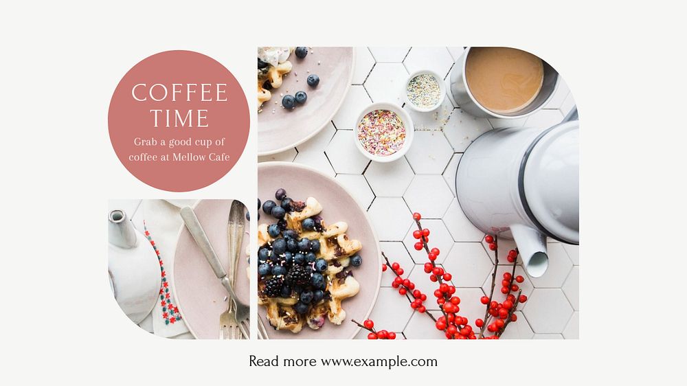 Coffee time blog banner template, editable design