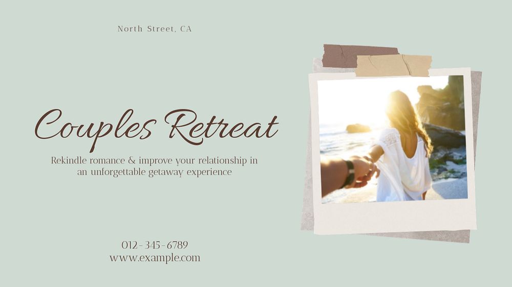 Couples retreat & getaway blog banner template, editable design