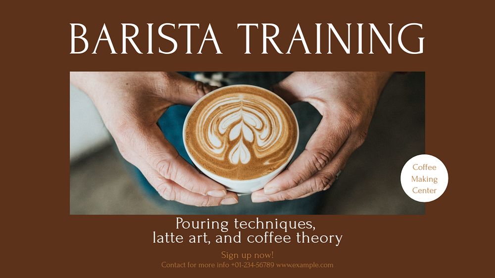 Barista training blog banner template, editable design