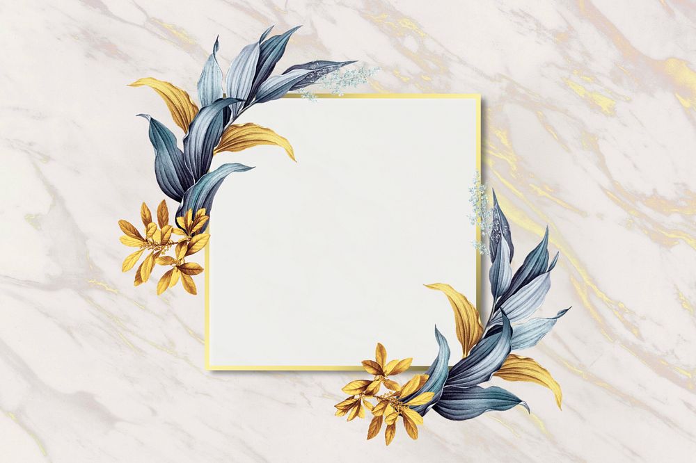 Square gold frame, editable leaf design