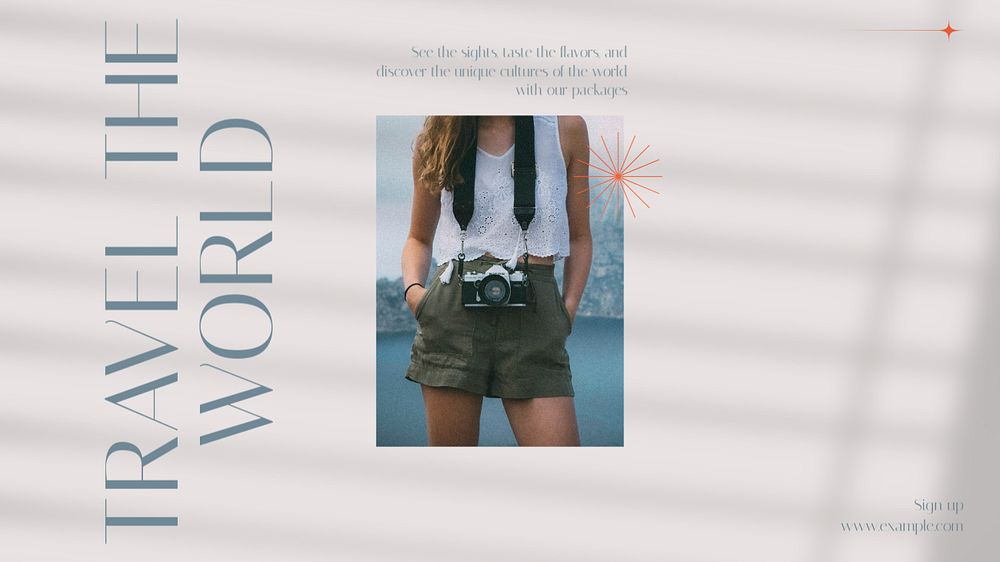 World travel blog banner template, editable design