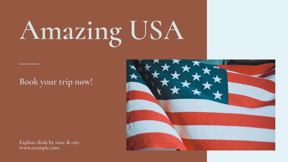 USA travel blog banner template, editable design