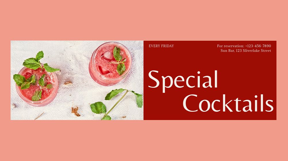 Special cocktails blog banner template, editable design