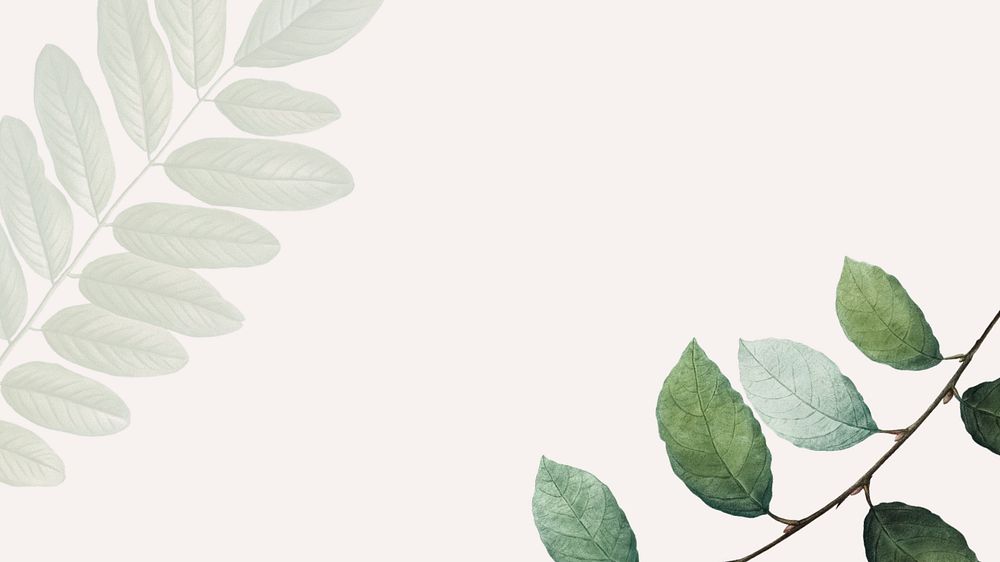 Leaf border beige desktop wallpaper, editable tropical design