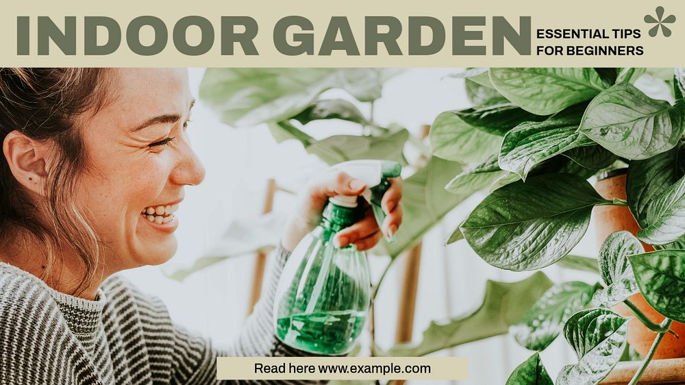 Indoor garden blog banner template, editable design