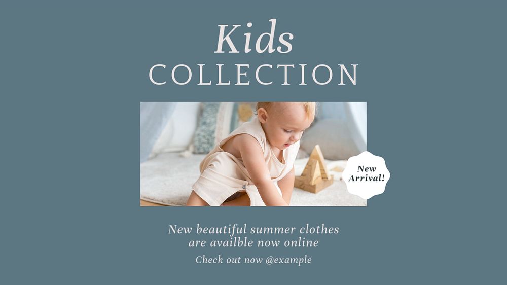 Kids collection blog banner template, editable design