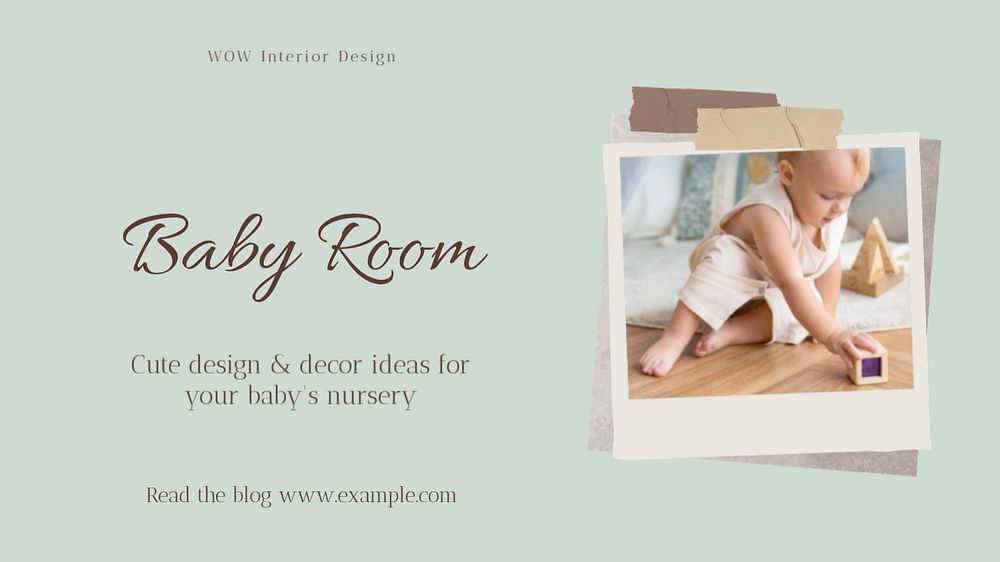 Baby room blog banner template, editable design