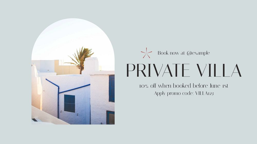 Private villa blog banner template, editable design