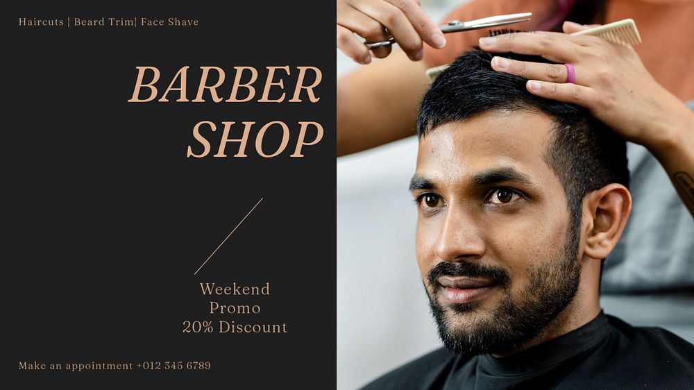 Barbershop blog banner template, editable text