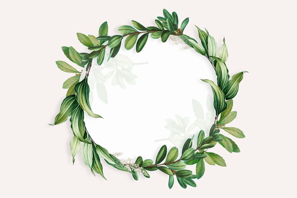 Round gold frame, editable leaf design