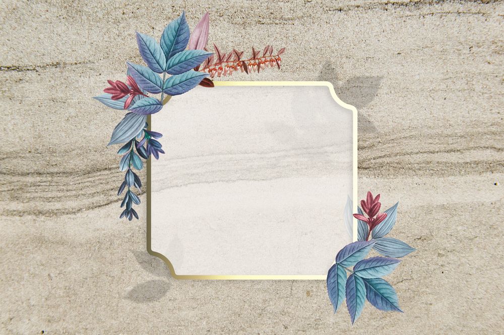 Square gold frame, editable leaf design