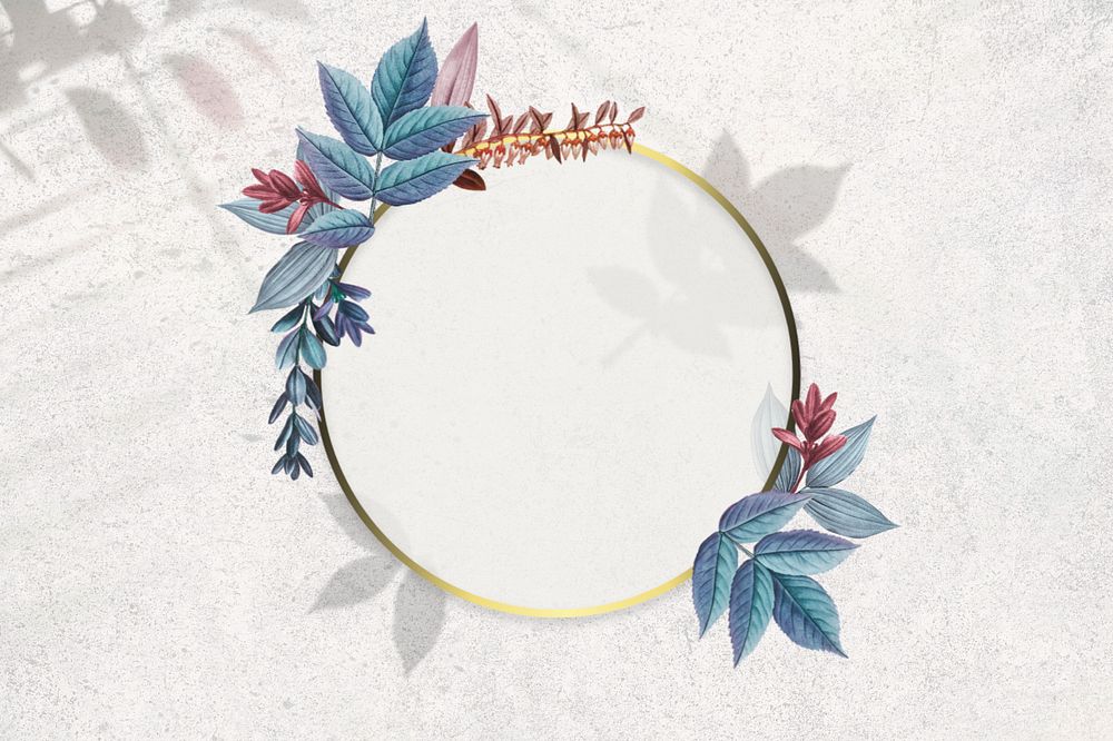 Round gold frame, editable leaf design