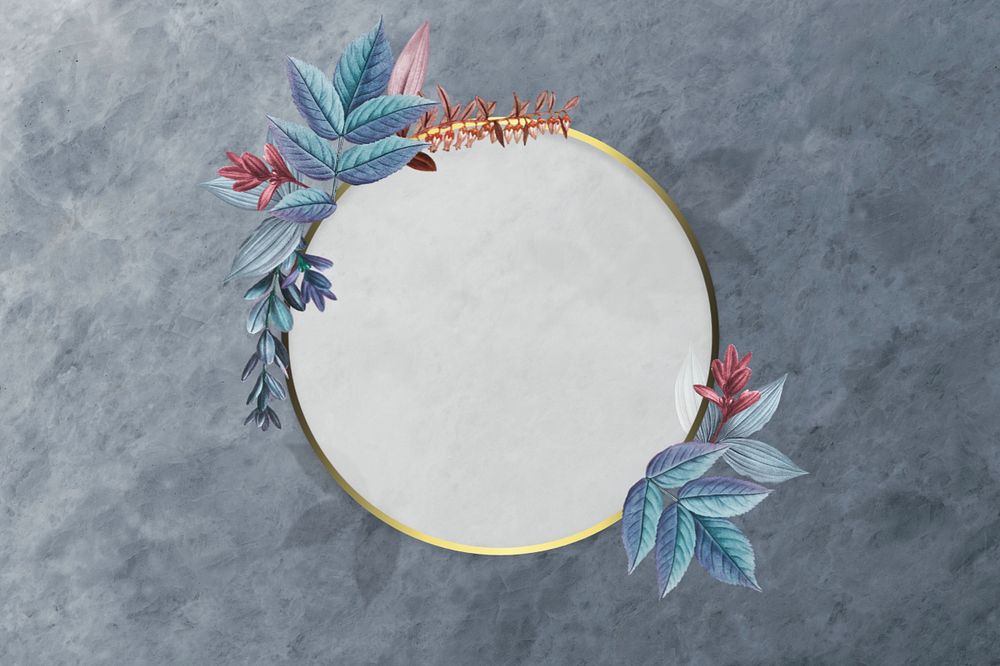 Round gold frame, editable leaf design