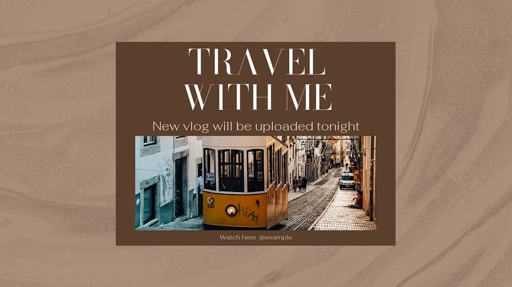 Travel vlog blog banner template, editable text