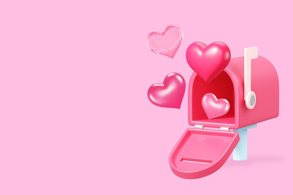 3D pink mailbox background, Valentine's celebration remix, editable design