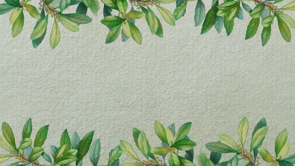 Leaf border green desktop wallpaper, editable tropical design