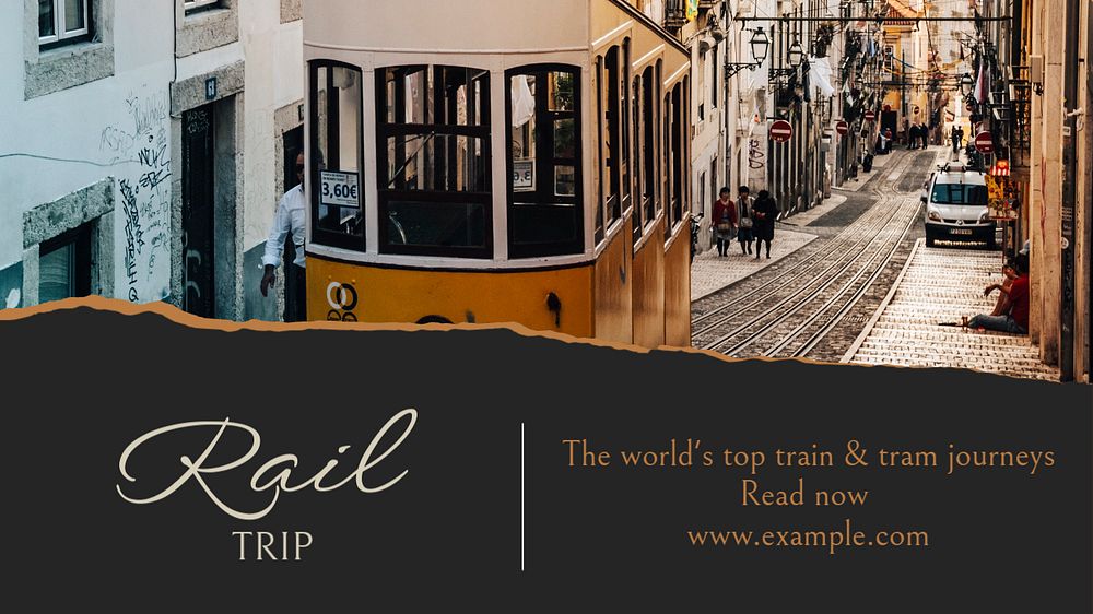 Rail trip blog banner template, editable design