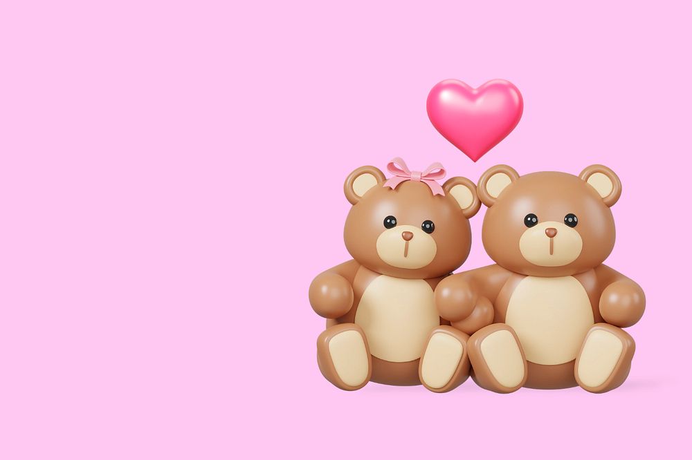 Teddy bears love, 3D Valentine's celebration remix, editable design