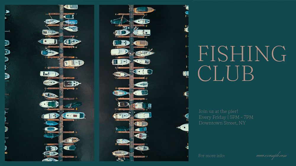 Fishing club blog banner template, editable design