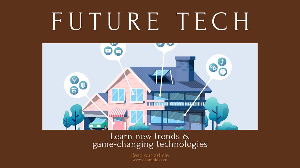 Future technology blog banner template, editable design