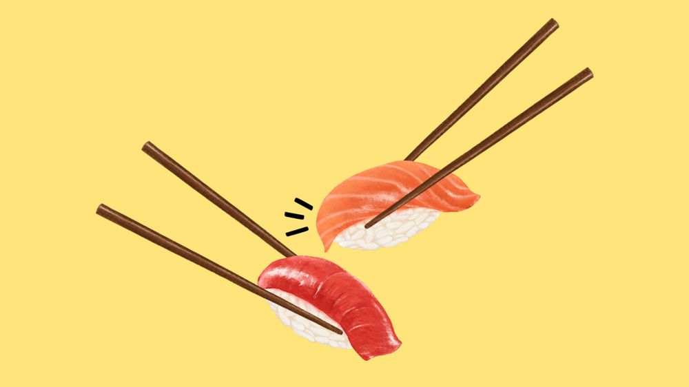 Salmon sushi HD wallpaper, Japanese food illustration, editable design