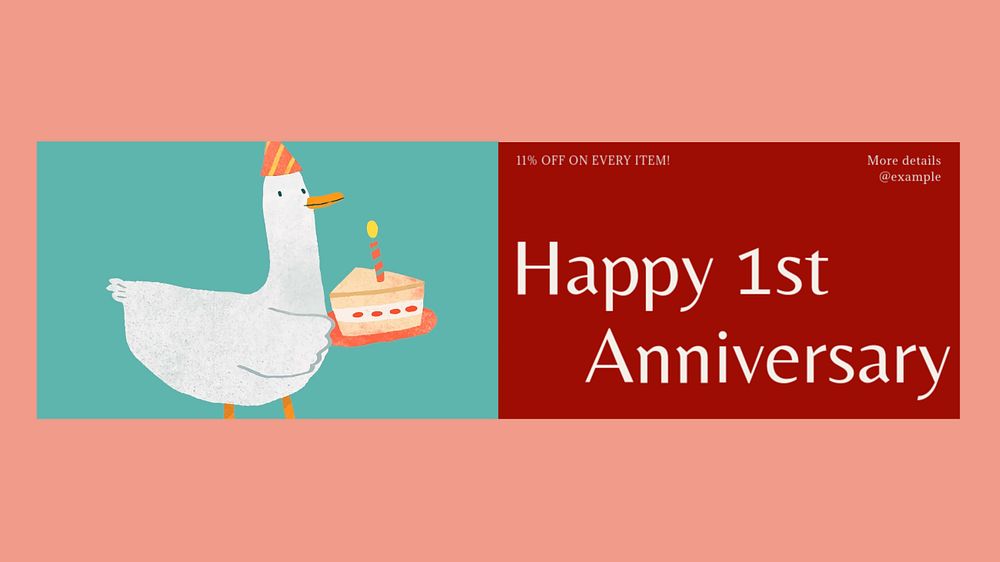 Anniversary sale blog banner template, editable design