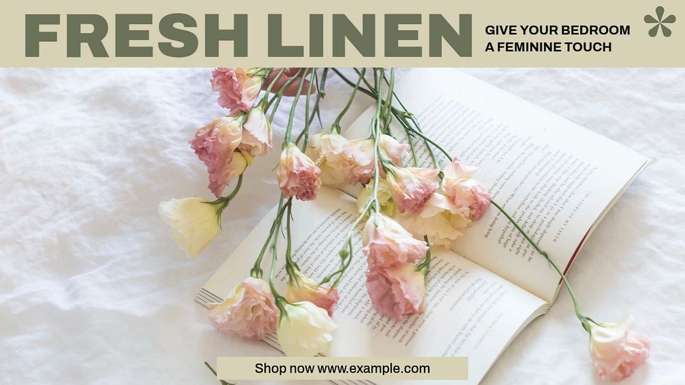 Fresh linen blog banner template, editable design