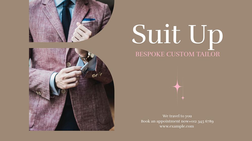 Suit tailor shop blog banner template, editable design