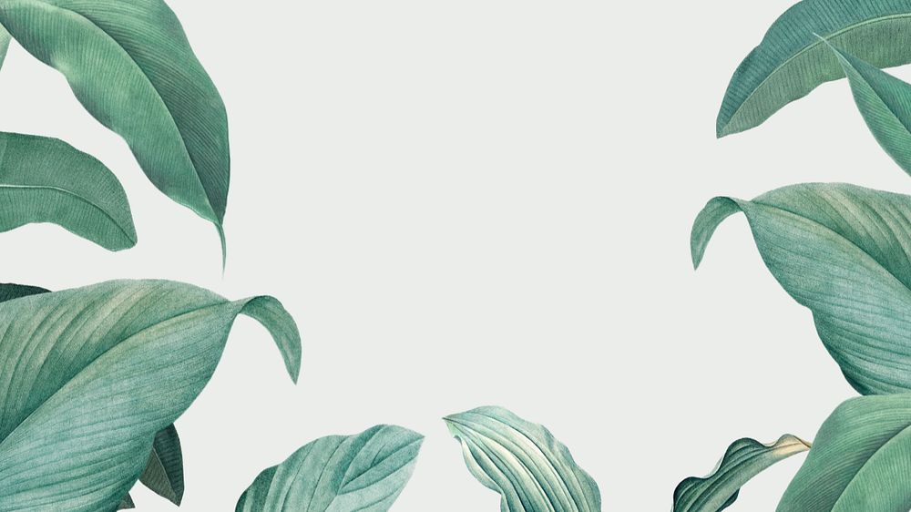 Leaf border off-white desktop wallpaper, editable tropical design