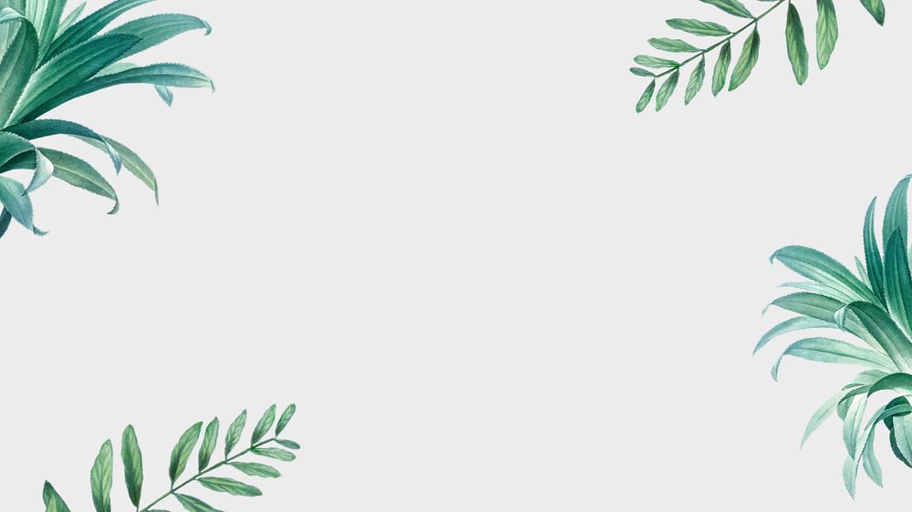 Leaf border off-white desktop wallpaper, editable tropical design