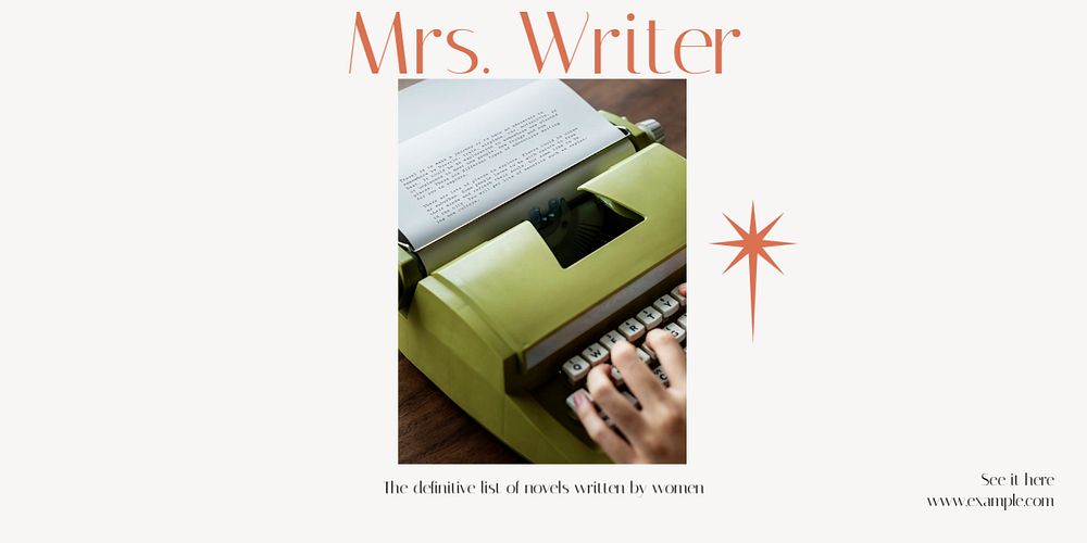 Novels by women Twitter ad template, editable text