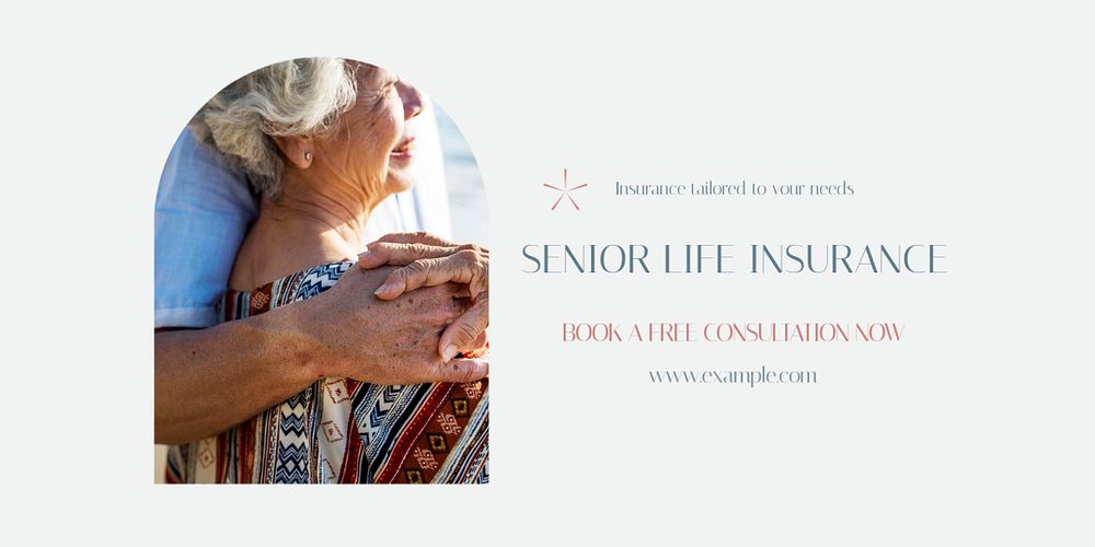 Senior insurance Twitter ad template, editable text