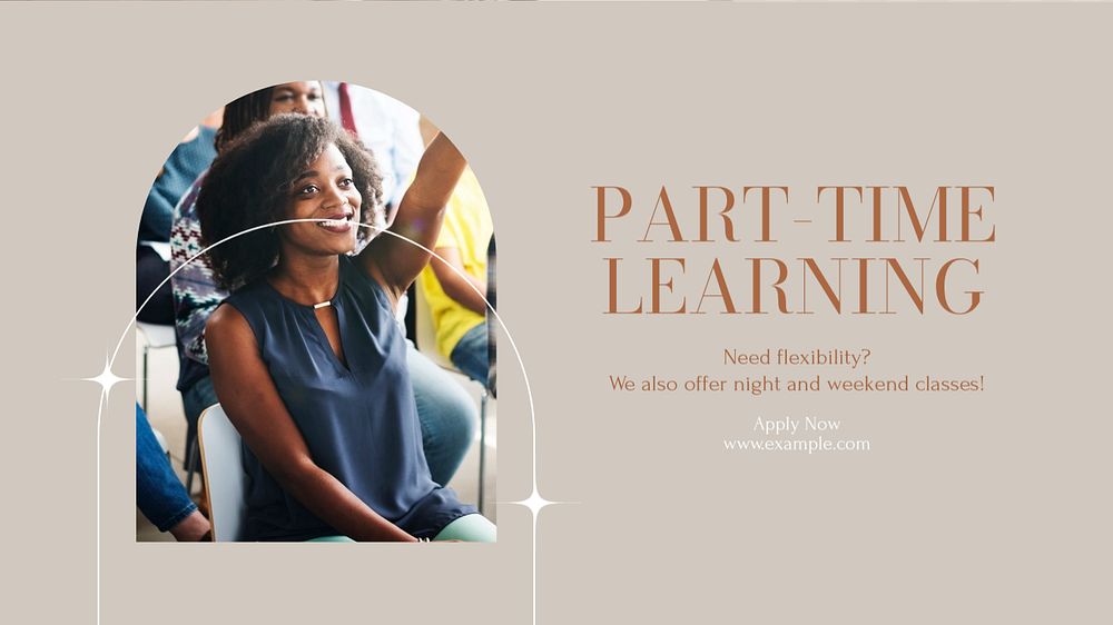 Part-time learning blog banner template, editable design