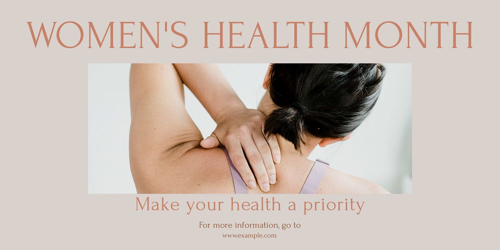 Women's Health Month Twitter ad template, editable text